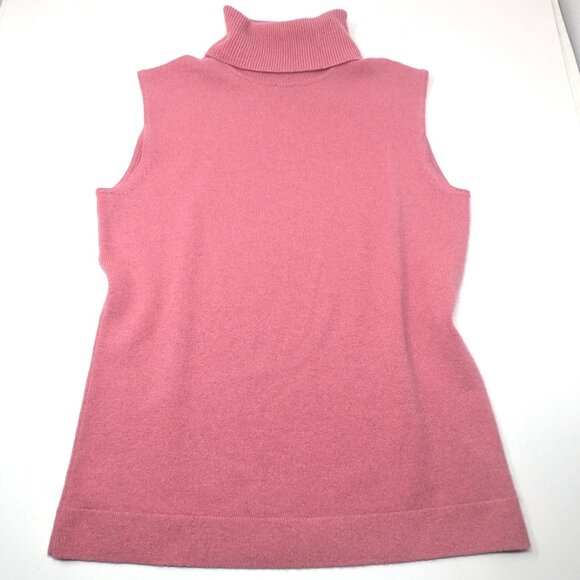 Cashmere Sleeveless Turtleneck Sweater Womans Small Light Salmon Pink Buchman - Picture 6 of 13